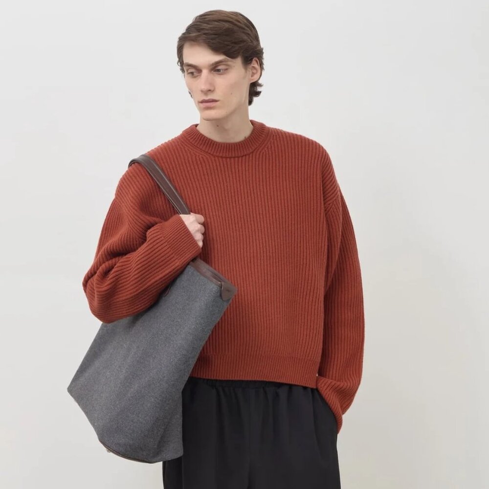 Gorgeous Daniel Simmons (UK) Rust Knit Merino Wool Boxy Classic Sweater Medium